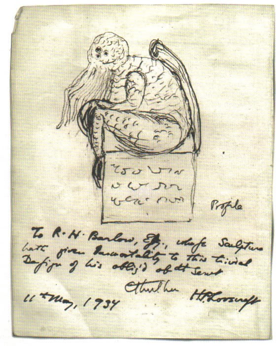 ラヴクラフト自身が描いたクトゥルフのスケッチ(1934年)