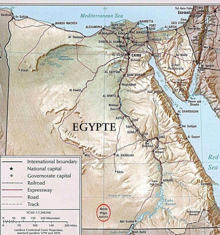 ナブタ・プラヤの位置を示すエジプトの地図