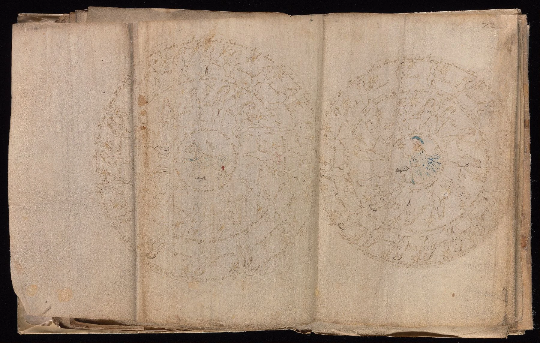 ヴォイニッチ手稿folio 72vの反復する環状構図と人物