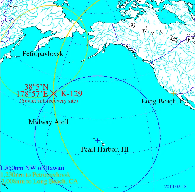K-129回収地点を示すCIA作成図