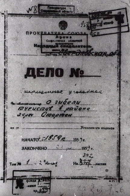 1959年ディアトロフ隊事件捜査記録の表紙