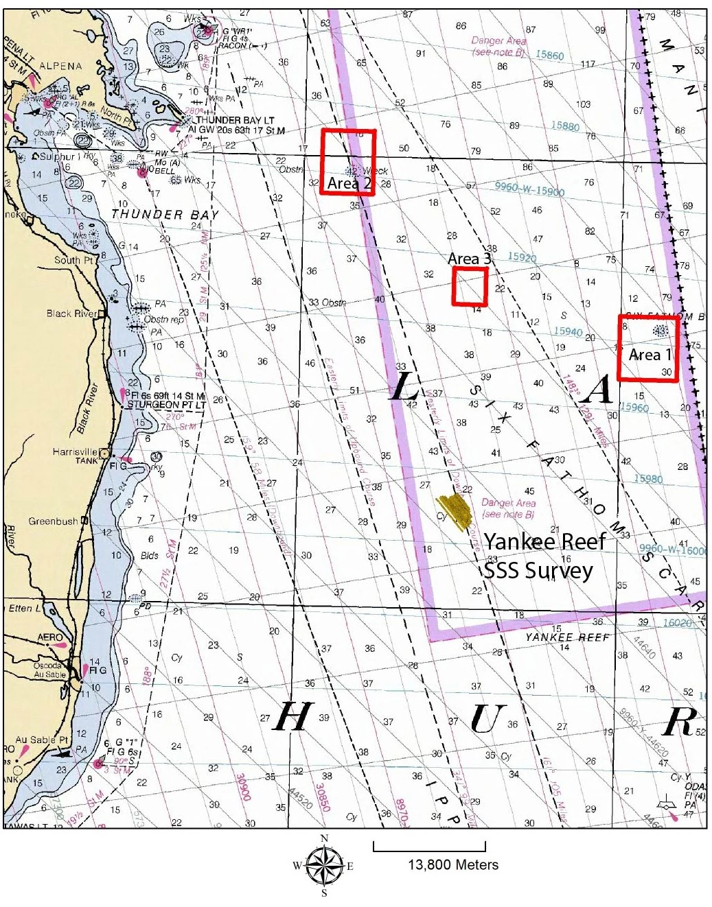 NOAAによるアルペナ・アンバリー海嶺調査区の地図