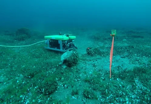 湖底で調査する小型ROV Jake