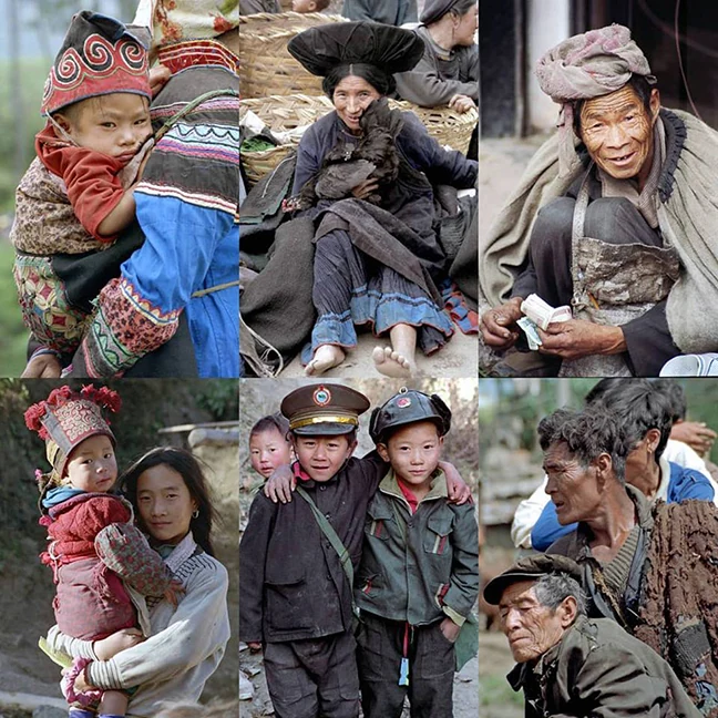1995年に撮影された大涼山の彝族の人々
