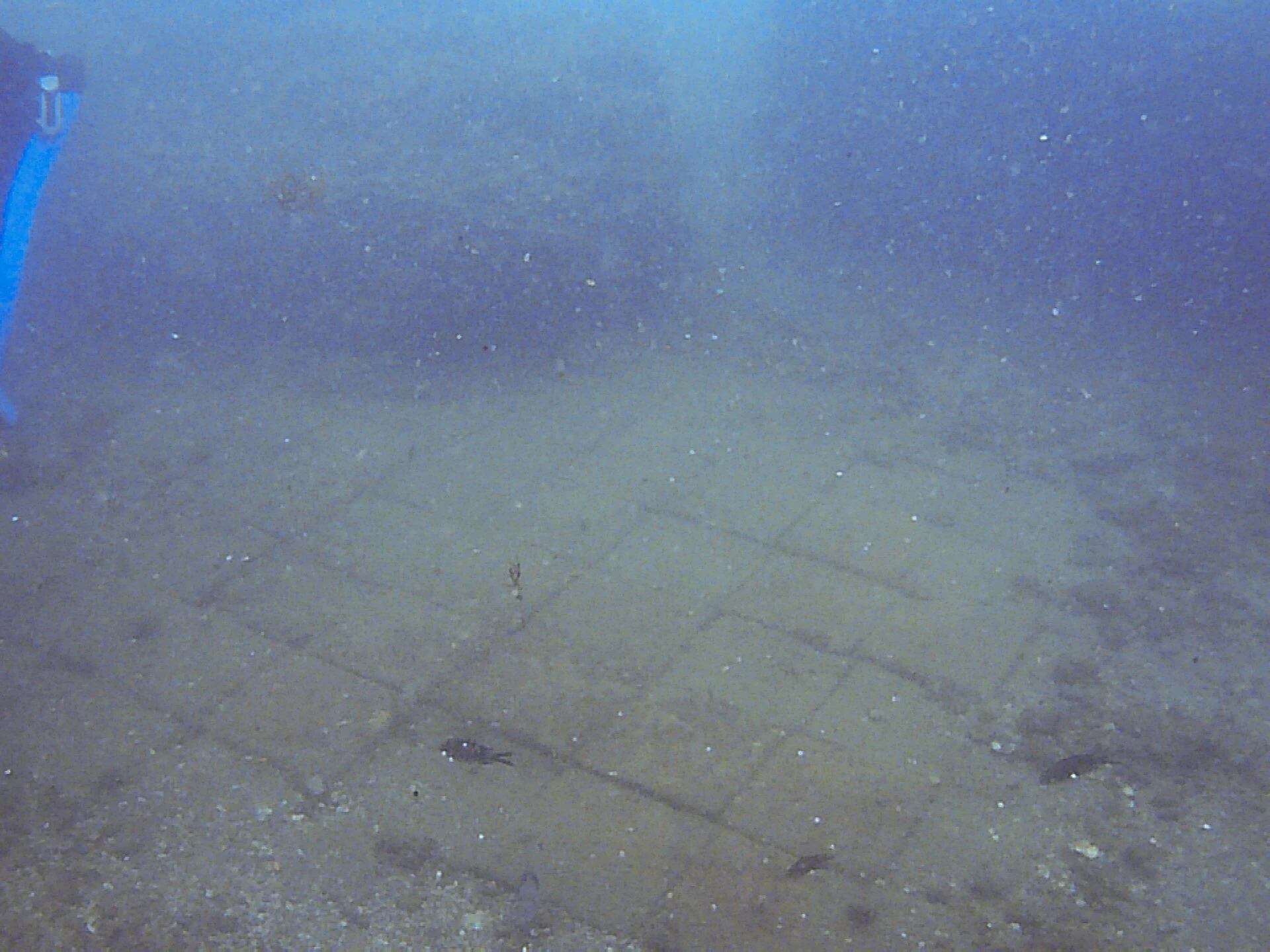 海中に沈んだバイアエのローマ時代浴場床面