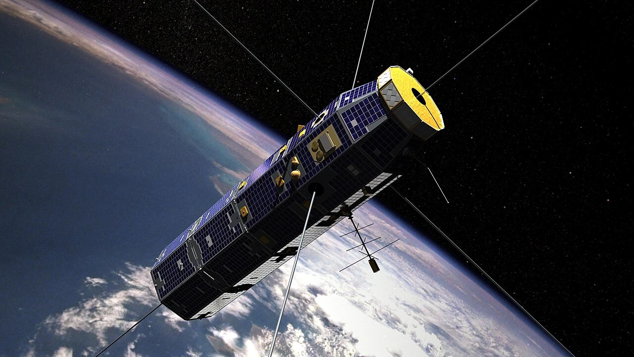 地球を周回するCNOFS衛星のNASA概念図