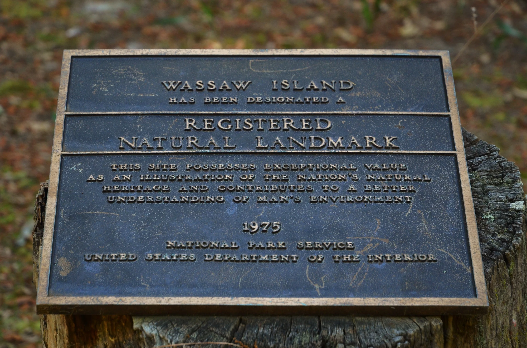 Wassaw Islandが国の自然史跡であることを示す標識