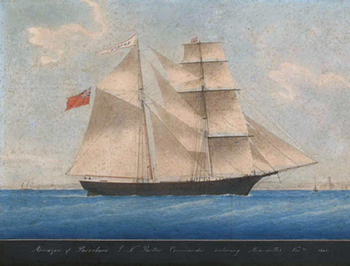 1861年にアマゾン号として進水したメアリー・セレスト号を描いた帆船画