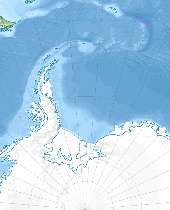 南極大陸とウェッデル海の位置および海底地形を示す地図
