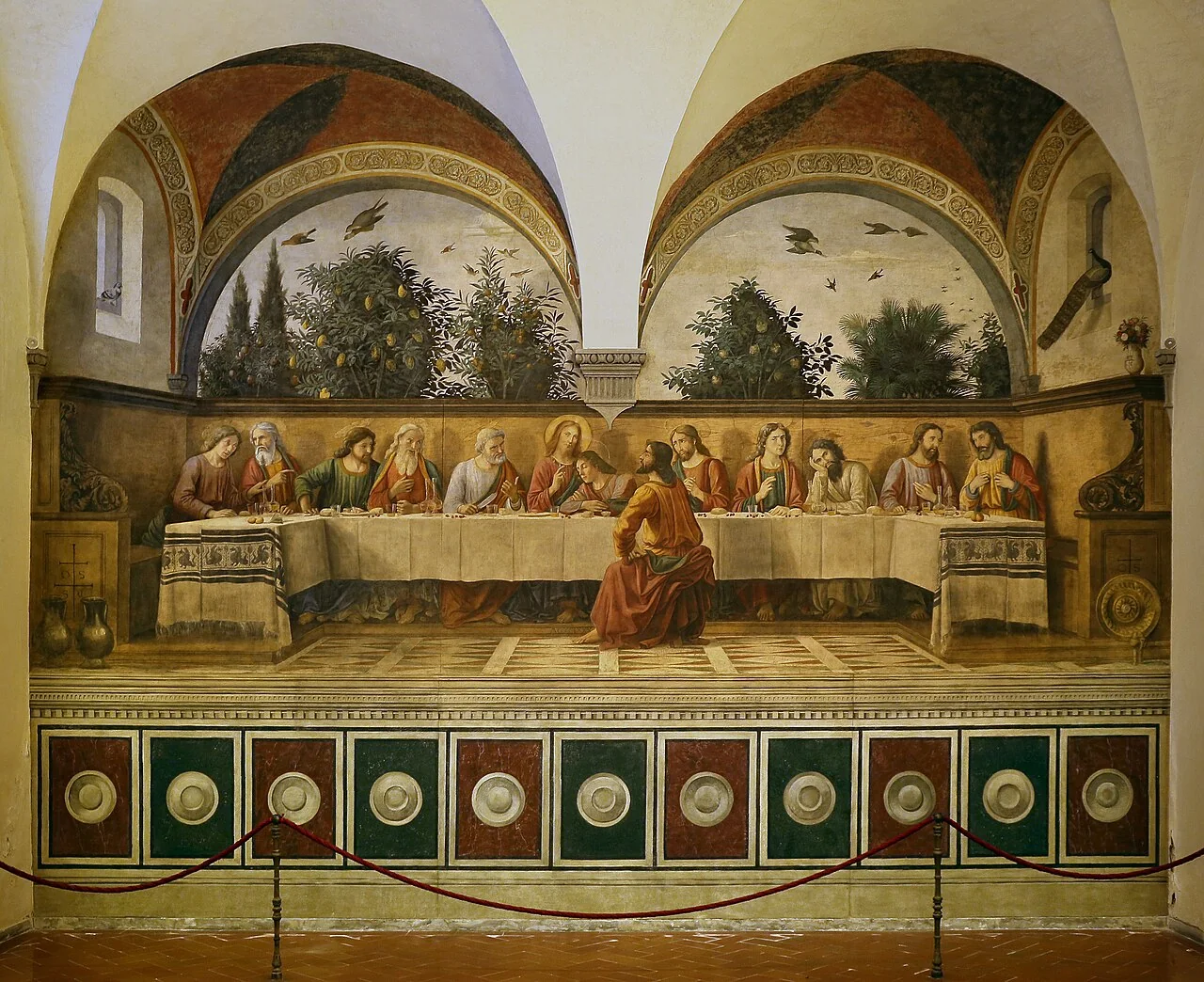 ギルランダイオが1480年に描いた最後の晩餐