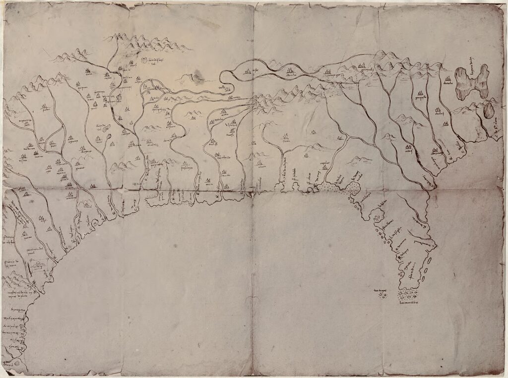 1572年とされるメキシコ湾沿岸の手描き地図