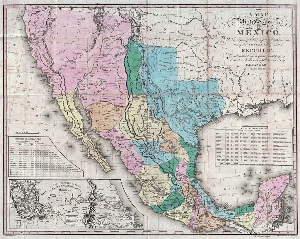 1846年のタナーのメキシコ全図