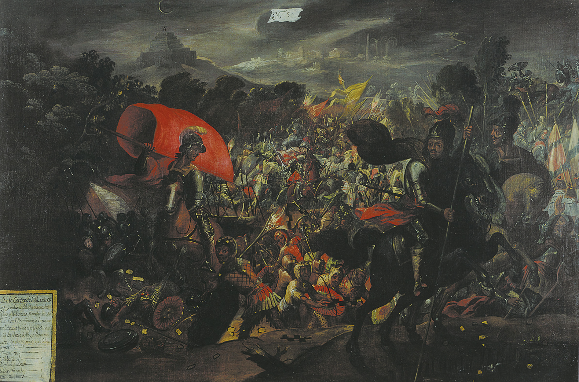 1520年6月30日夜のスペイン軍の退却を描いた17世紀の油彩画